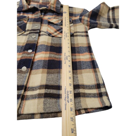 Women Fall Plaid Flannel Shacket Button Up Jacket Oversized Long Sleeve Shirt Sm - Picture 7 of 8
